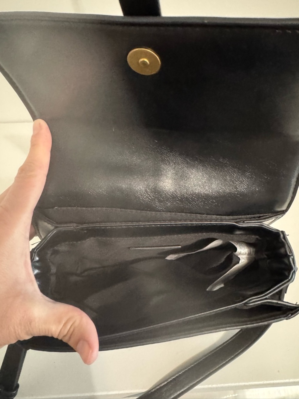 MANGO Rectangle Piece Classic Black Leather Crossbody Bag with Gold Accent NWOT - Picture 12 of 12